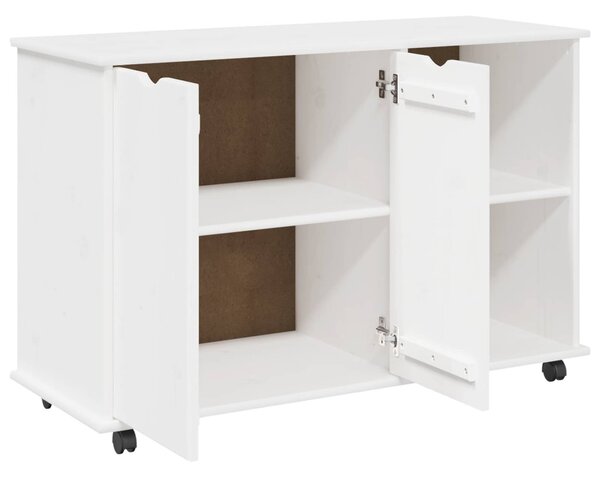 Görgős szekrény kerékkel Fehér 100 x 39 x 65,5 cm Tömör fenyőfa