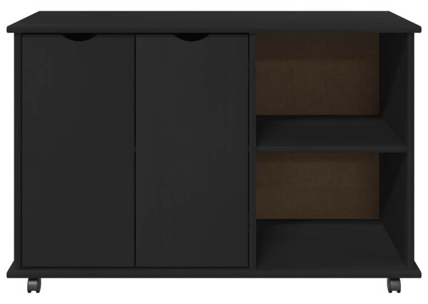 Görgős szekrény Fekete 100 x 39 x 65,5 cm Tömör fenyőfa
