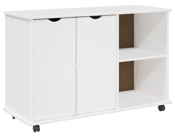 Görgős szekrény kerékkel Fehér 100 x 39 x 65,5 cm Tömör fenyőfa