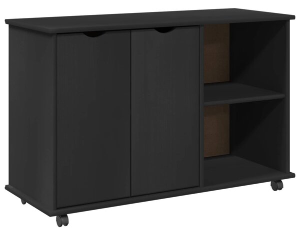 Görgős szekrény Fekete 100 x 39 x 65,5 cm Tömör fenyőfa