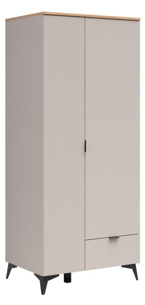 Gardróbszekrény Ruvmeli 105, Laminált forgácslap, 200x85x60cm, Kasmír, Tölgy
