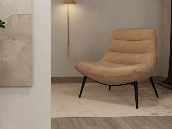 Fotel Norsica 1059, Kárpit, 84x83x87cm, Világosbarna, Fekete, Részben összeszerelt