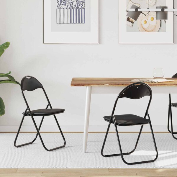 Összecsukható szék 2 pcs Fekete 48 x 43,5 x 81 cm Műbőr