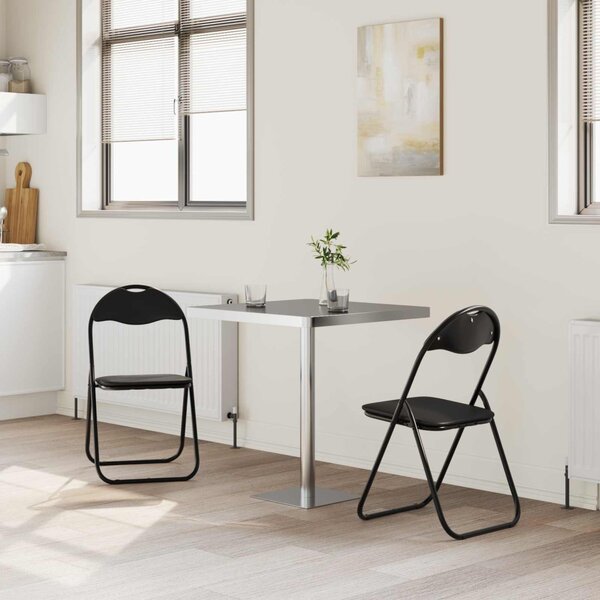 Összecsukható szék 2 pcs Fekete 48 x 43,5 x 81 cm Műbőr