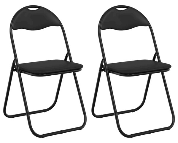 Összecsukható szék 2 pcs Fekete 48 x 43,5 x 81 cm Műbőr