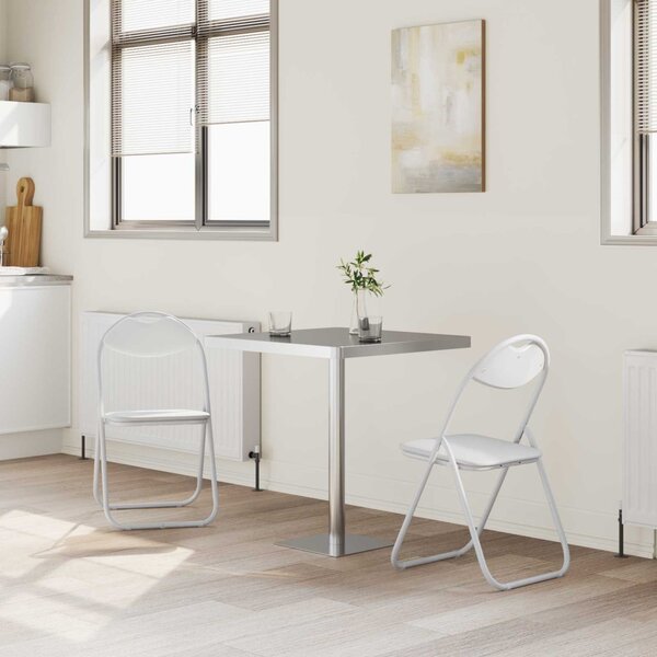 Összecsukható szék 2 pcs Fehér 48 x 43,5 x 81 cm Műbőr