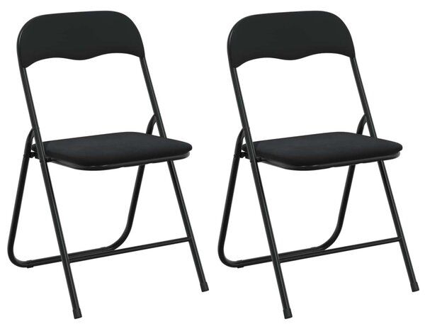 Összecsukható szék 2 pcs Fekete 48 x 44 x 78 cm Bársony