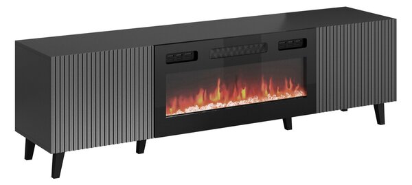TV-állvány Comes II, Edzett üveg, Közepes sűrűségű farostlemez, Laminált forgácslap, 50x181x42cm, Fekete, Antracit