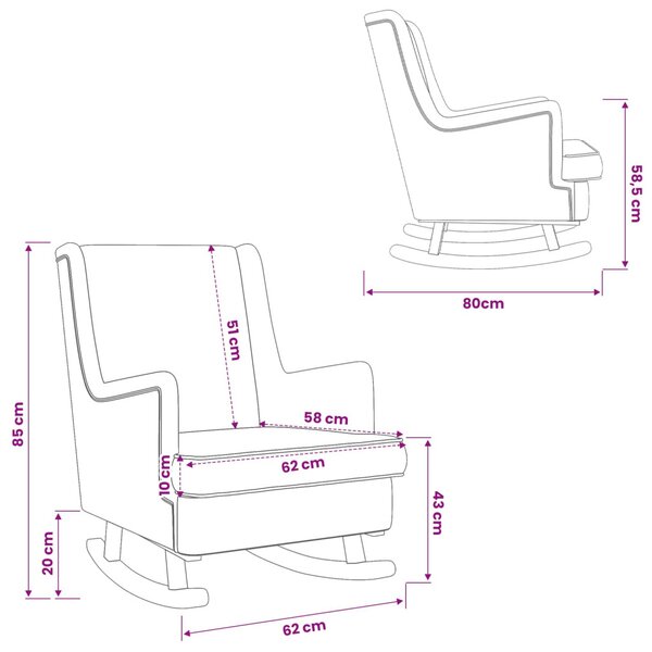VidaXL Hintaszék Fekete 62 x 80 x 85 cm Juh Gyapjú