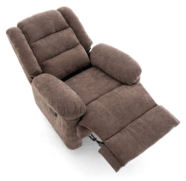 Manuális fekvőfotel, relax fotelágy sötétbarna zsenília szövet (JNF-MANUAL-DARK BROWN) JN-R8053A51