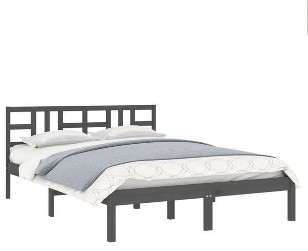 VidaXL Szürke Ágykeret - Tömörfa - 200x200 cm