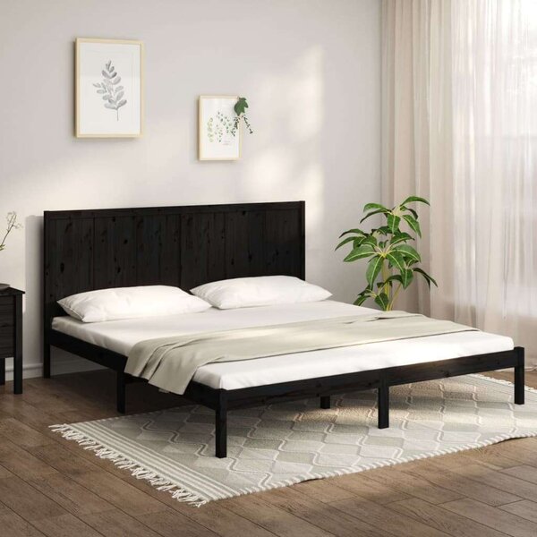 VidaXL Fekete Fenyőfa Ágykeret - 200x200 cm