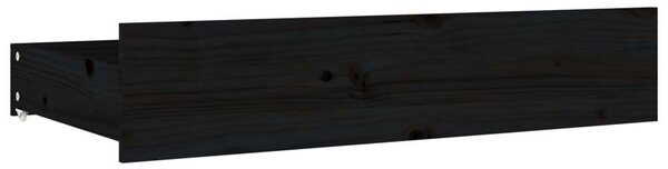 4 db Fekete Tömör Fenyőfa Ágyneműtartó Fiók - 95x57x18 cm
