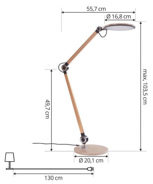 Lindby LED-es asztali lámpa Nyxaris, arany, fém, CCT, 50 cm, dimmelhető, Sárgaréz / arany, Dolgozószoba / Iroda, Műanyag, Modern