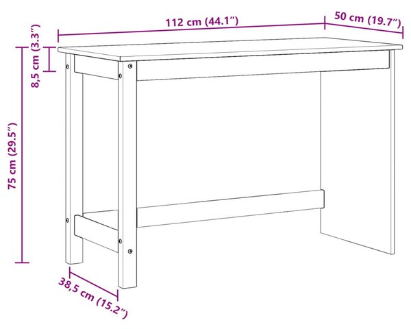 Asztal Barna 112 x 50 x 75 cm Tömör fenyőfa