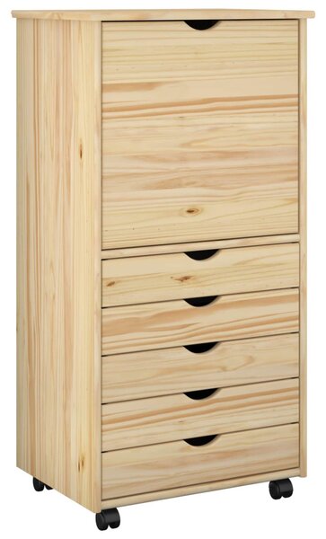 Görgős szekrény kerékkel Barna 53 x 39 x 103 cm Tömör fenyőfa