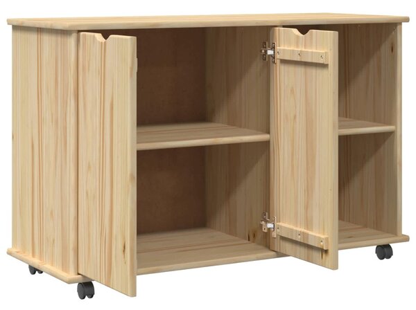 Görgős szekrény kerékkel Barna 100 x 39 x 65,5 cm Tömör fenyőfa