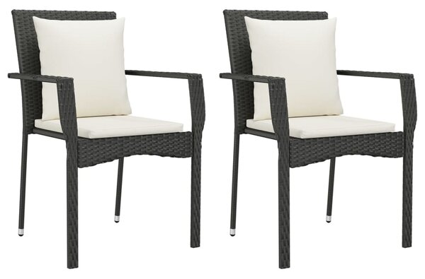 9 részes fekete polyrattan kerti étkezőgarnitúra párnákkal