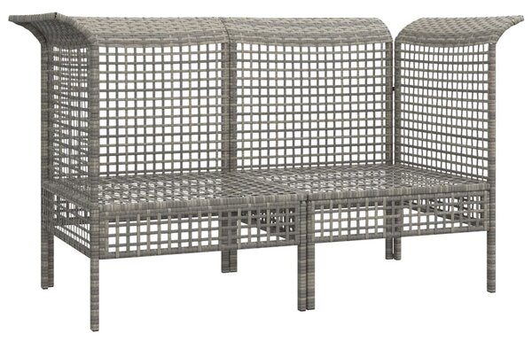 2 db szürke polyrattan kerti sarokkanapé párnával