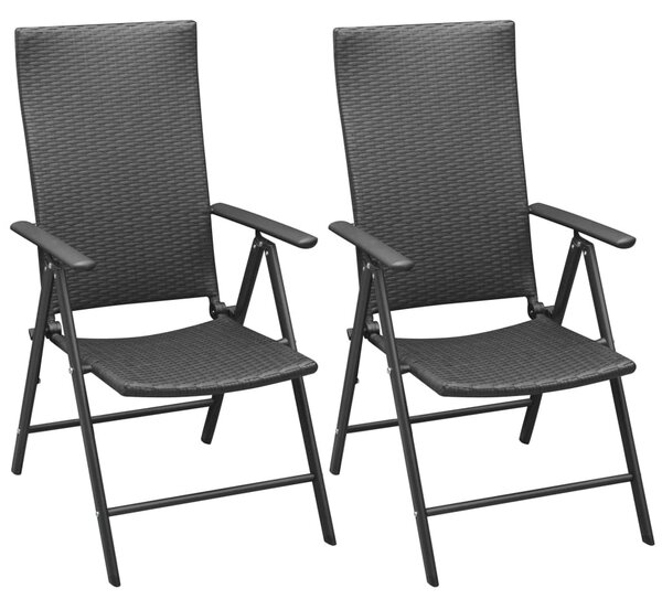 2 db fekete rakásolható polyrattan kerti szék