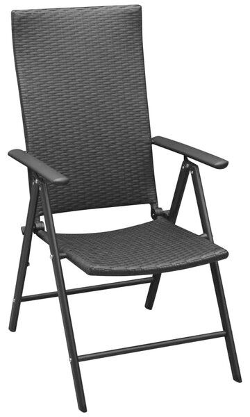 2 db fekete rakásolható polyrattan kerti szék
