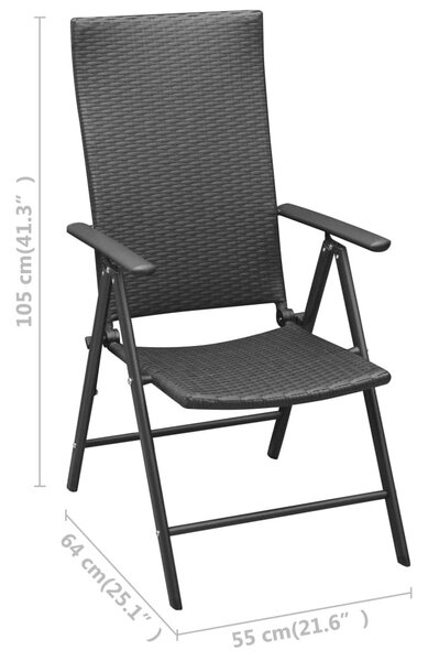 2 db fekete rakásolható polyrattan kerti szék