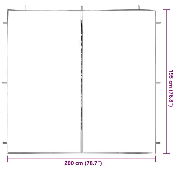 Parti sátor oldalfal 2 db 200 x 195 cm Fehér PE és acél