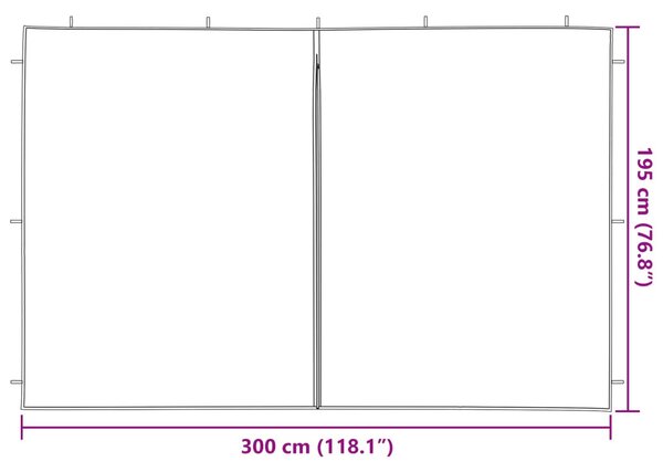 Parti sátor oldalfal 2 db 300 x 195 cm Piros PE és acél