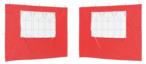 Parti sátor oldalfal 2 db 300 x 195 cm Piros PE és acél