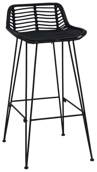 Bárszék 2 pcs Fekete 44 x 46 x 91 cm Rattan és acél
