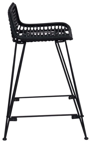 Bárszék 2 pcs Fekete 44 x 45 x 76 cm Rattan és acél