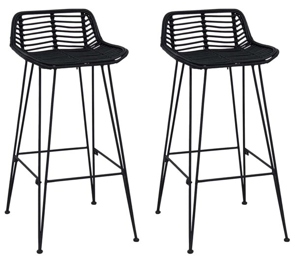 Bárszék 2 pcs Fekete 44 x 46 x 91 cm Rattan és acél