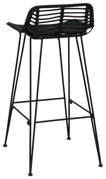 Bárszék 2 pcs Fekete 44 x 46 x 91 cm Rattan és acél