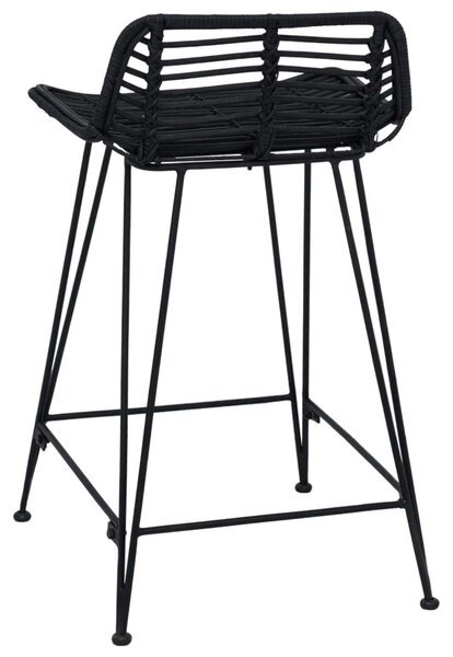 Bárszék 2 pcs Fekete 44 x 45 x 76 cm Rattan és acél