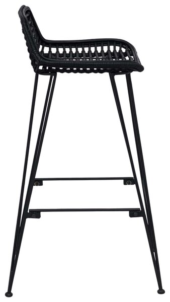 Bárszék 2 pcs Fekete 44 x 46 x 91 cm Rattan és acél