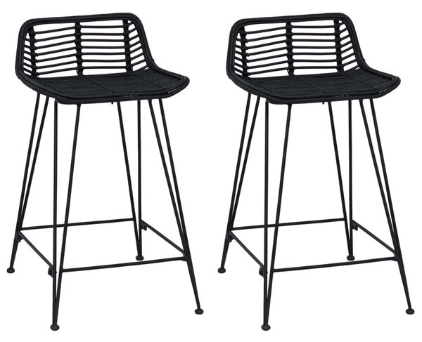 Bárszék 2 pcs Fekete 44 x 45 x 76 cm Rattan és acél