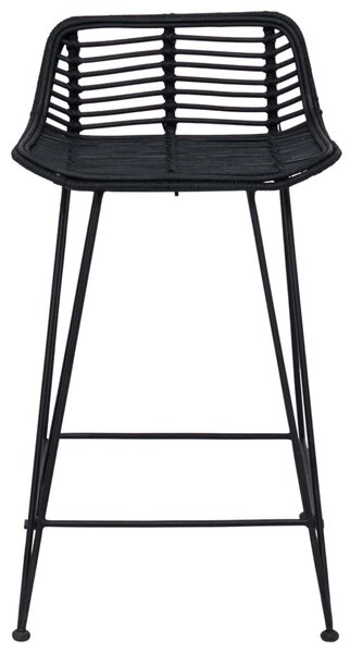 Bárszék 2 pcs Fekete 44 x 45 x 76 cm Rattan és acél