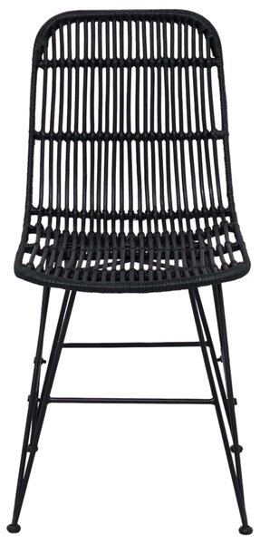 Étkezőszék 2 pcs Fekete 41 x 55 x 85 cm Rattan és acél