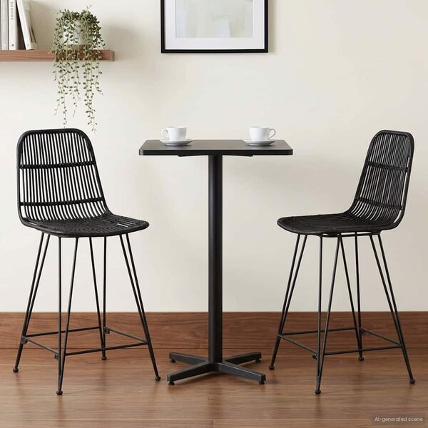 Bárszék 2 pcs Fekete 44 x 54 x 96 cm Rattan és acél