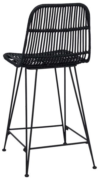 Bárszék 2 pcs Fekete 44 x 54 x 96 cm Rattan és acél