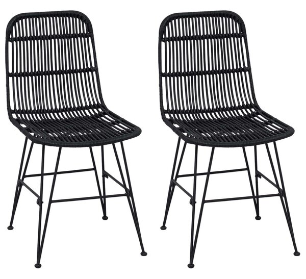 Étkezőszék 2 pcs Fekete 41 x 55 x 85 cm Rattan és acél