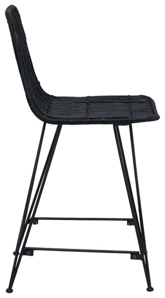 Bárszék 2 pcs Fekete 44 x 54 x 96 cm Rattan és acél