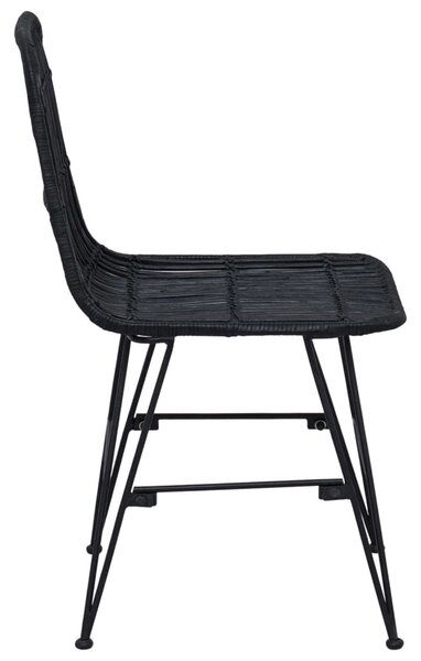 Étkezőszék 2 pcs Fekete 41 x 55 x 85 cm Rattan és acél