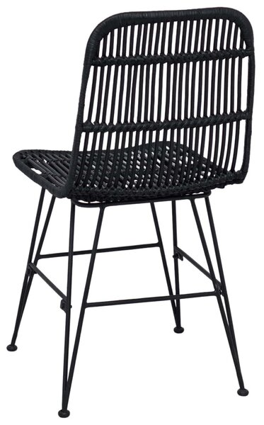 Étkezőszék 2 pcs Fekete 41 x 55 x 85 cm Rattan és acél