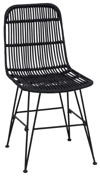 Étkezőszék 2 pcs Fekete 41 x 55 x 85 cm Rattan és acél