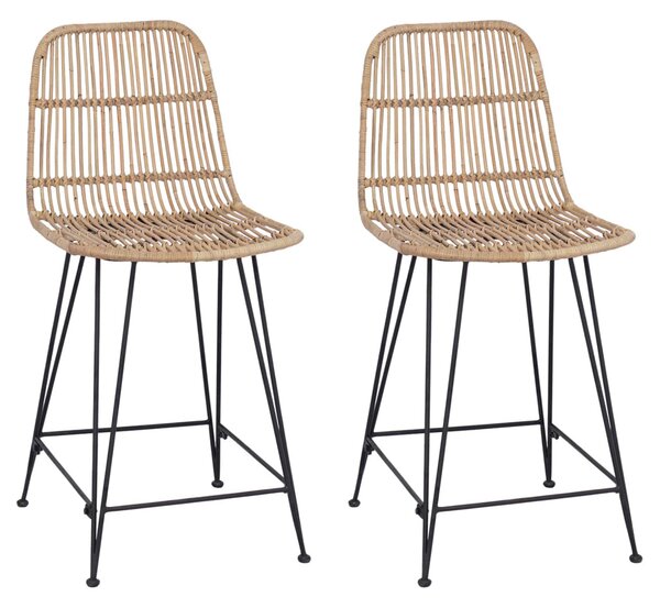 Bárszék 2 pcs Természetes 44 x 54 x 96 cm Rattan és acél