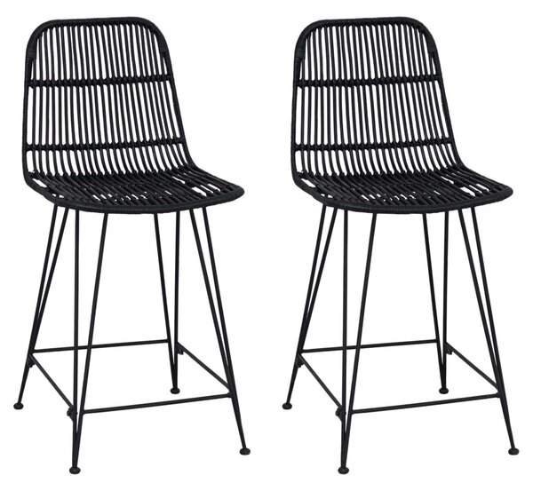 Bárszék 2 pcs Fekete 44 x 54 x 96 cm Rattan és acél