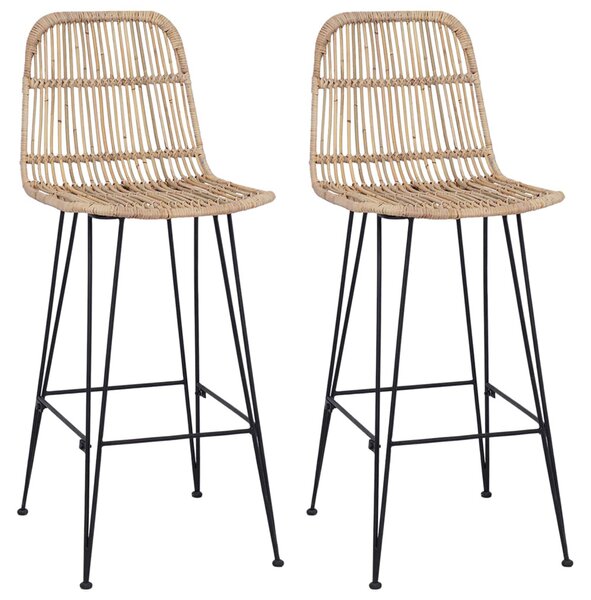 Bárszék 2 pcs Természetes 44 x 55 x 109 cm Rattan és acél