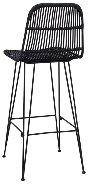 Bárszék 2 pcs Fekete 44 x 55 x 109 cm Rattan és acél