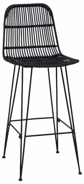 Bárszék 2 pcs Fekete 44 x 55 x 109 cm Rattan és acél
